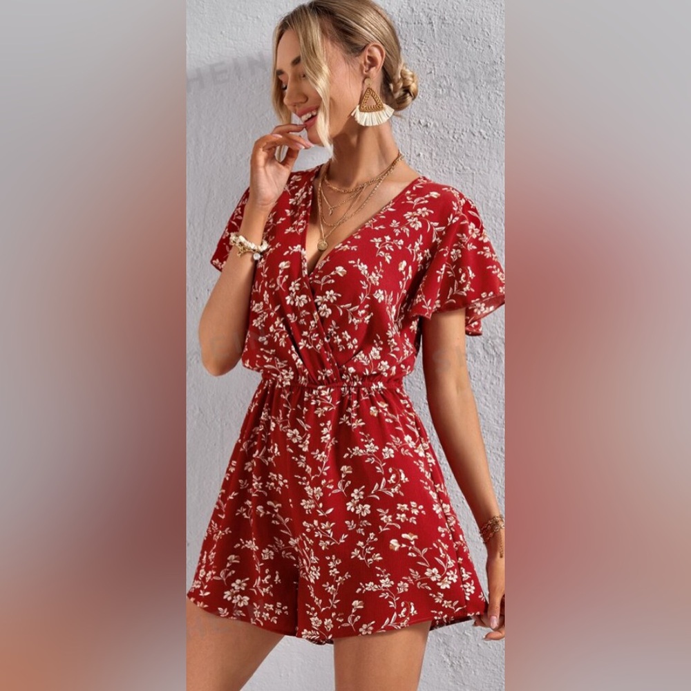 Red and white Romper